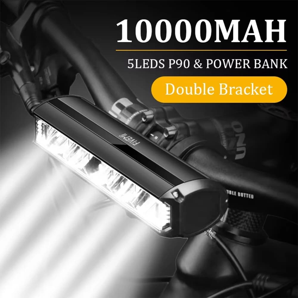 Fivemi 5Led MTB Bicycle Lights 10000MAH Rechargeable Bike Light Electric Flashlight Outdoor Cycling Bike Accessories for Electric Scooter