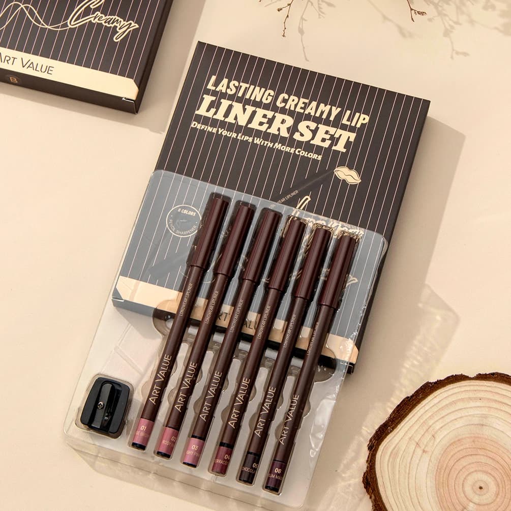ART VALUE Lip Liner Lipstick Pen Mist Matte Contour Tint Lipstick Pencil Sets Lasting Nude Brown Red Lipliner Pen Cosmetics Kits