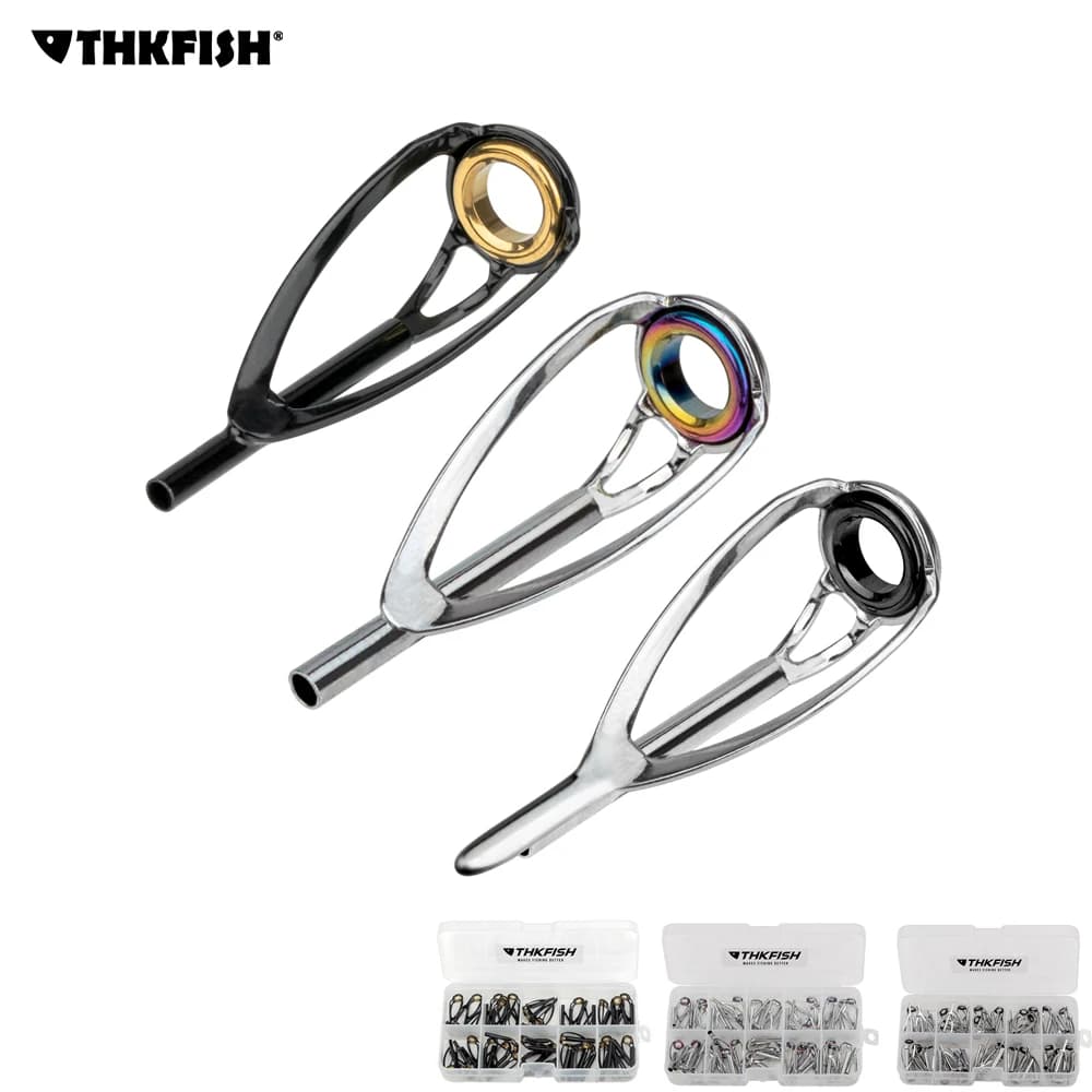 THKFISH 50pcs Fishing Rod Tops Tip Repair Kit Stainless Steel Guide Rings Set 1.2-3.2mm Fishing Pole Top Replacement Kits