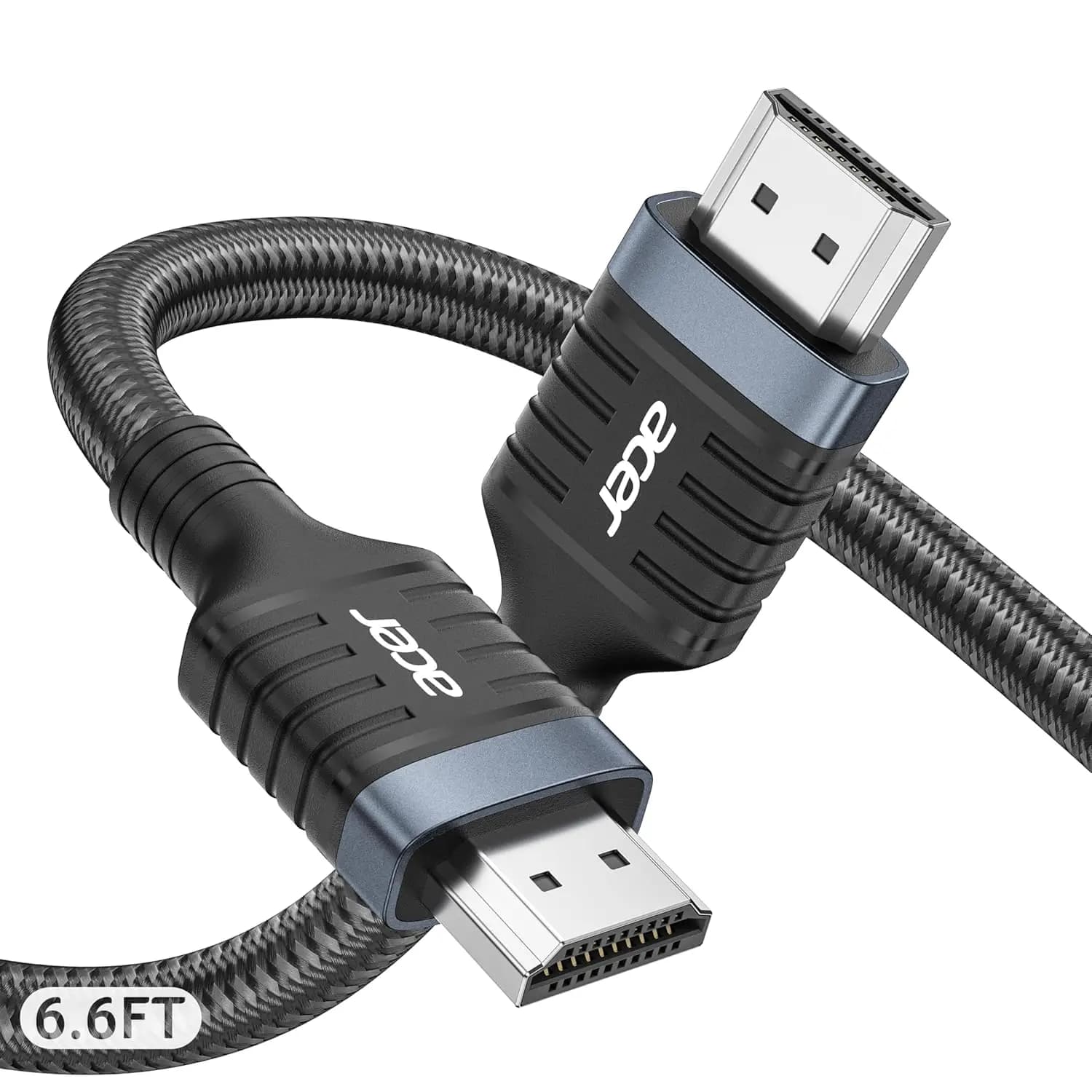 Cavo HDMI 2.1 6.6FT, 8K@60Hz 4K@120Hz 48Gbps Ultra High-Speed, Cavo Intrecciato, HDR10+ HDCP 2.2 eARC, Compatibile con PS5 Xbox Laptop HDTV