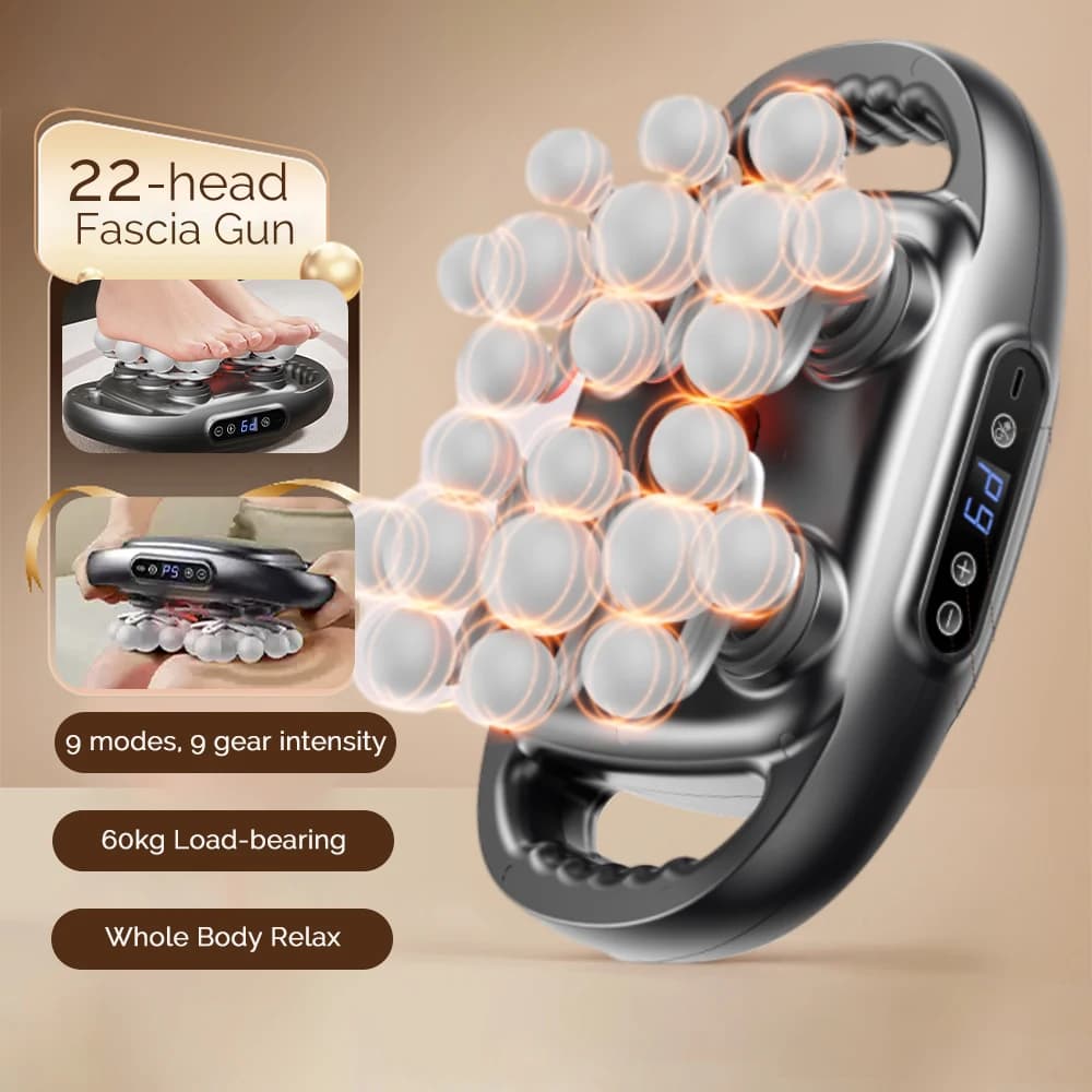 22-Head Fascia Gun High Frequency Vibration Body Massage Gun Back Massager Waist Massager Neck Shoulder Thigh Fascia Masajeador