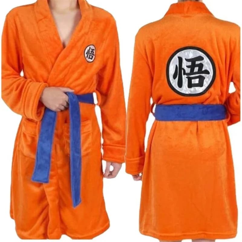 Anime Dragon Goku Cosplay Costume Flannel Flannel Unisex Adult Men Women Nightwear Bathrobe Cartoon Clothing