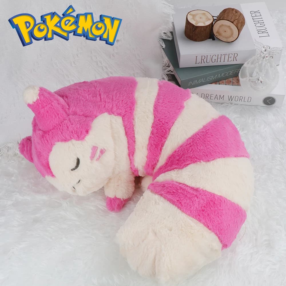 Pokemon Furret Peluche Lucido Rosa Marrone Carino Furret Dragonair Snorlax Peluche Bambola Morbido Cuscino per il Collo Regalo di Compleanno di Alta Qualità