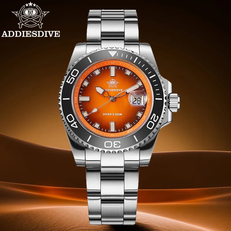 ADDIESDIVE New Man's Underwater Watch Ceramic Bezel Powdered Quartz Watch Luminous Stainless Steel 316L 200m Waterproof AD2089
