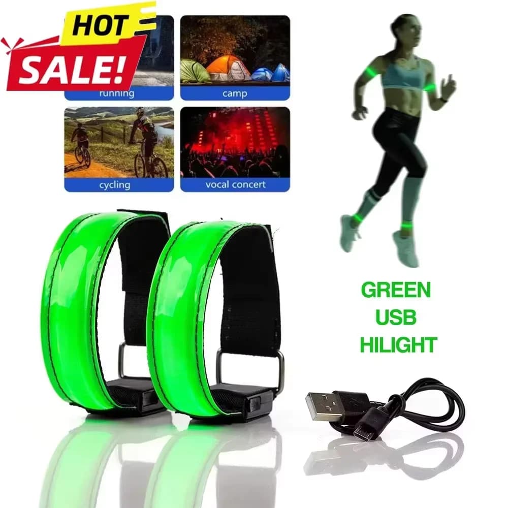 Bracciale LED per Corsa Notturna, Ricaricabile USB, Cintura di Sicurezza per Braccio e Gamba, Lampada di Avvertimento per Ciclismo e Bicicletta
