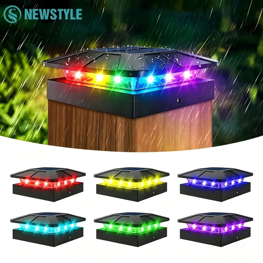 Luci Solari per Pali da Esterno Impermeabili RGB, Luci Solari per Pali di Recinzione in Legno e Vinile, per Recinzioni, Terrazze, Giardini