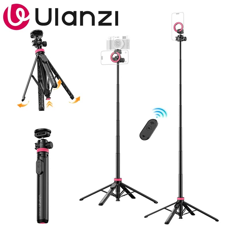 Ulanzi MT-44 M Treppiede Magnetico 2-in-1 e Asta Selfie da 1/4'' con Treppiede da 1,49M e Rotazione a 360° ° Testa a Sfera per Telefono, Fotocamera DSLR e Streaming Live