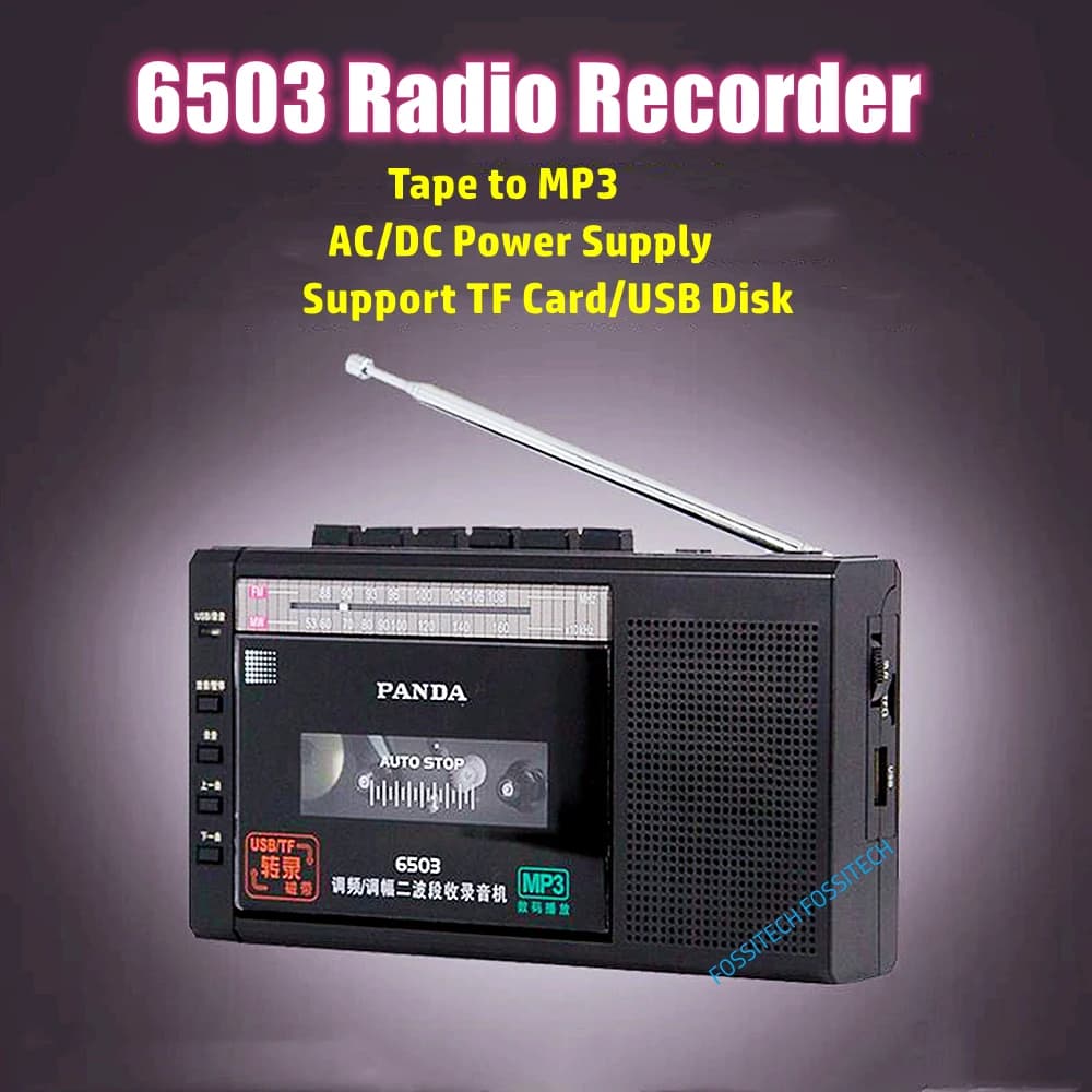 PANDA 6503 registratore a cassetta trasferimento a nastro su MP3 microfono incorporato supporto di registrazione disco USB TF Card riproduci Radio FM MW