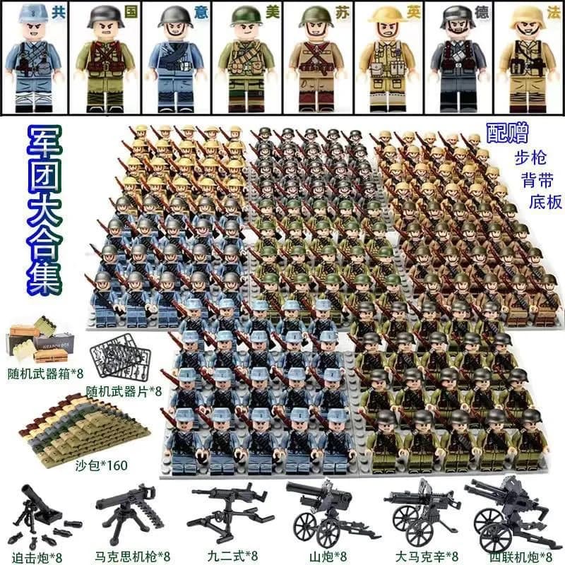 Blocchi da costruzione della Seconda Guerra Mondiale, serie militare, sacchi di sabbia, giocattoli educativi per bambini, bambole assemblate, regali di nozze per gli ospiti.