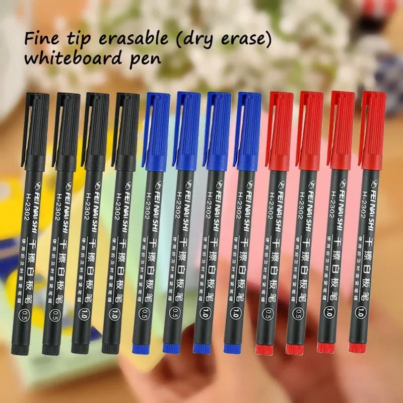 6 pezzi penna per lavagna cancellabile 0,5/1,0 mm punta fine inchiostro nero/blu/rosso pennarello per lavagna scuola ufficio arte scrittura cancelleria