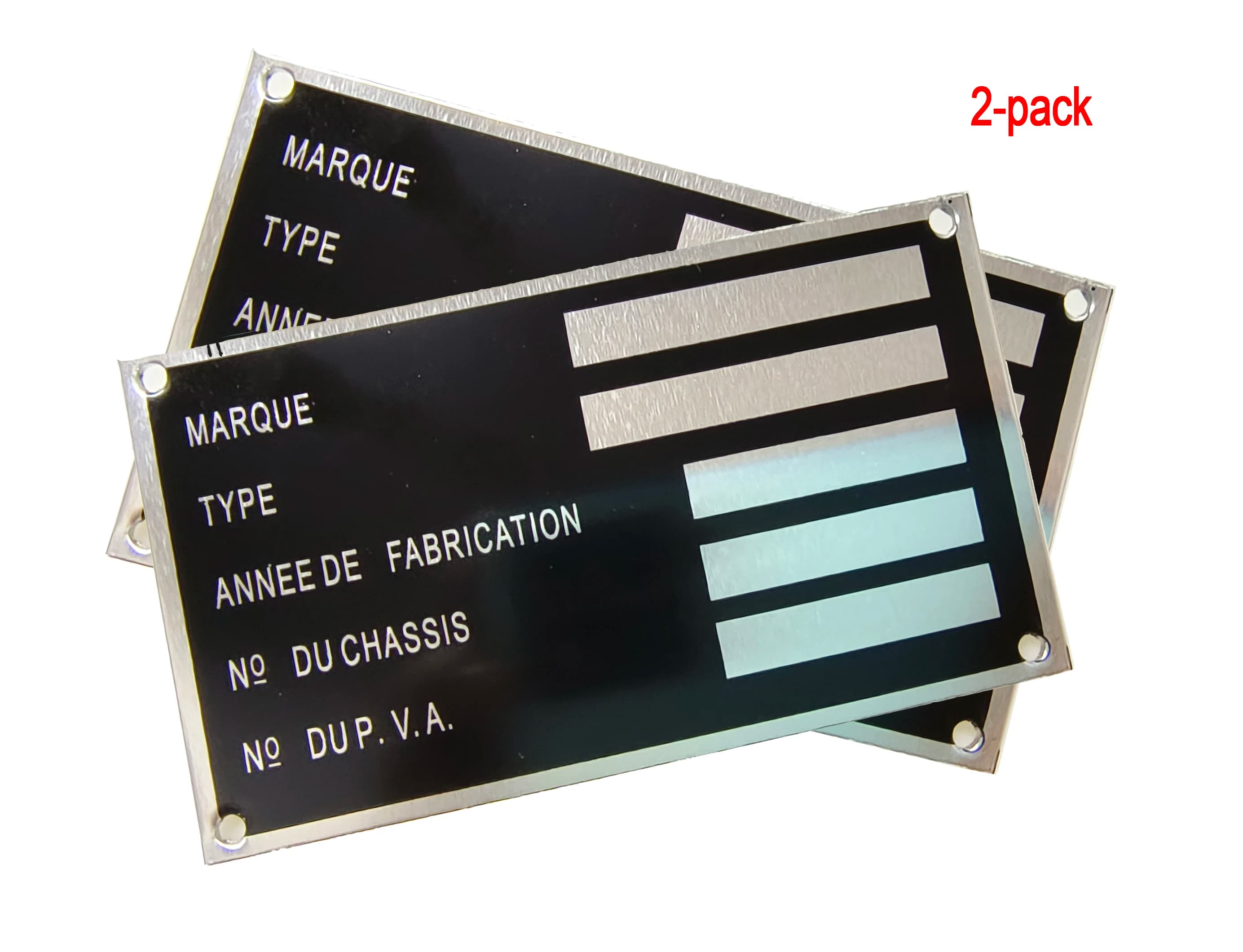 Blank plate for VIN and axle weight 95mm x 55mm Identification number Pack of 2 for Vehicles, Trucks, Boats, Trailers