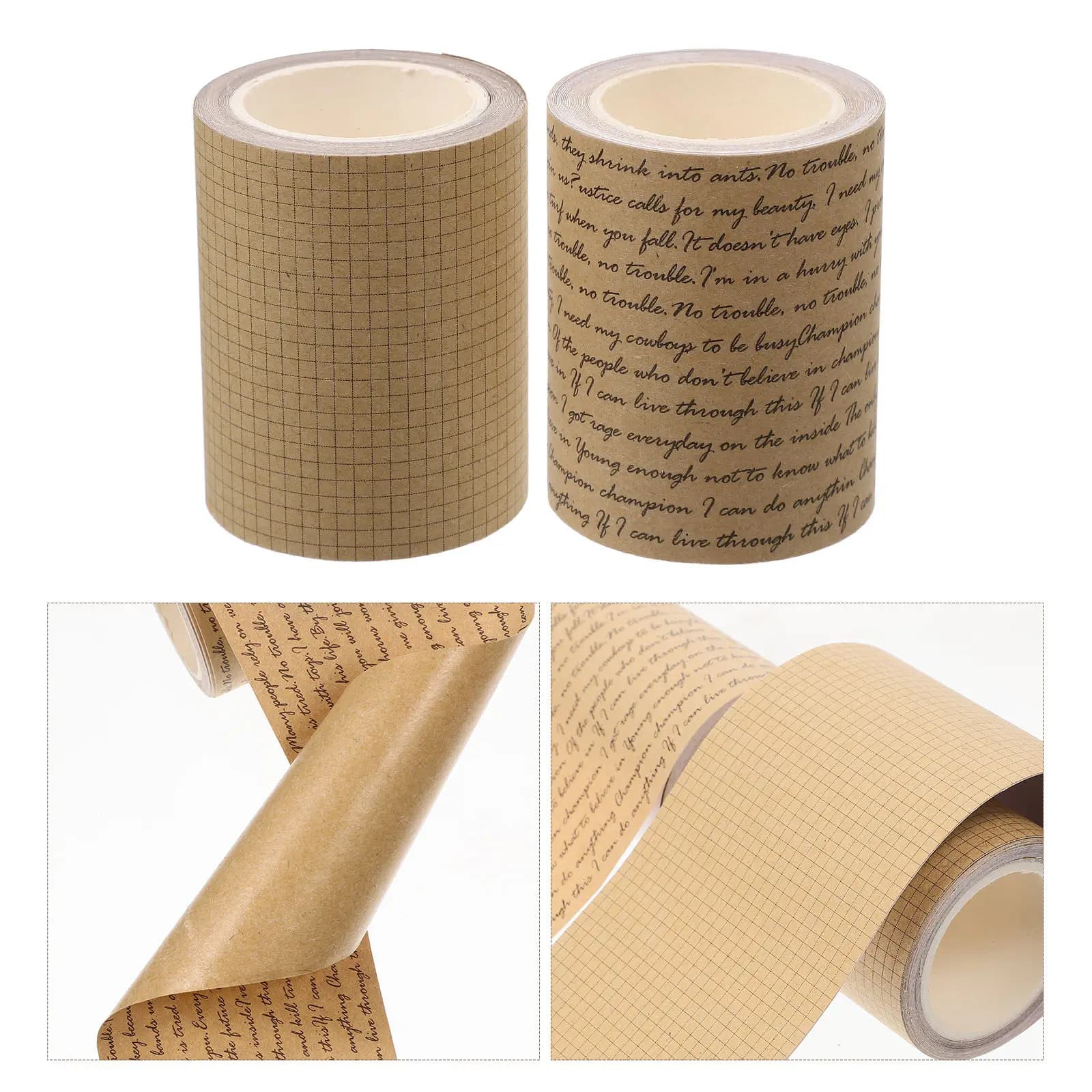 2 Rotoli di Nastro Adesivo Decorativo in Carta Kraft Vintage per Scrapbooking, Journaling, Fai-da-Te, Planner, Cancelleria, Quaderni
