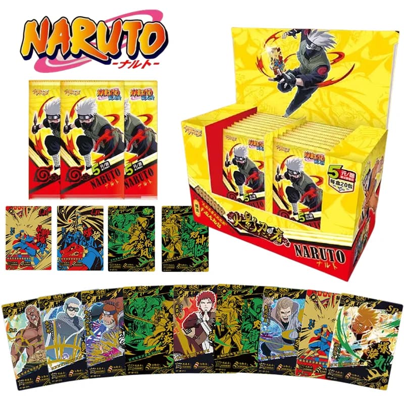 Carte Naruto Carte da collezione Booster Uzumaki Sasuke Ninja Gioco Carte rare Scatola Schede flash Giocattoli Regalo di Natale per bambini