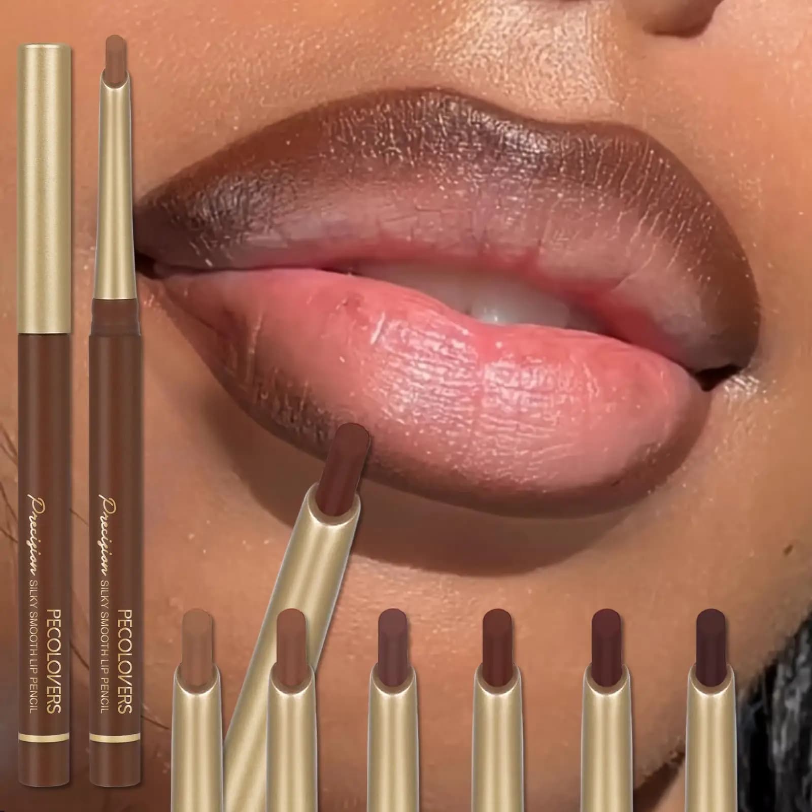 6 color opaque lip pencil Bevelled design Pen Lip contour Lipstick Brown lipstick nude lip pencil for long lasting natural lips Makeup