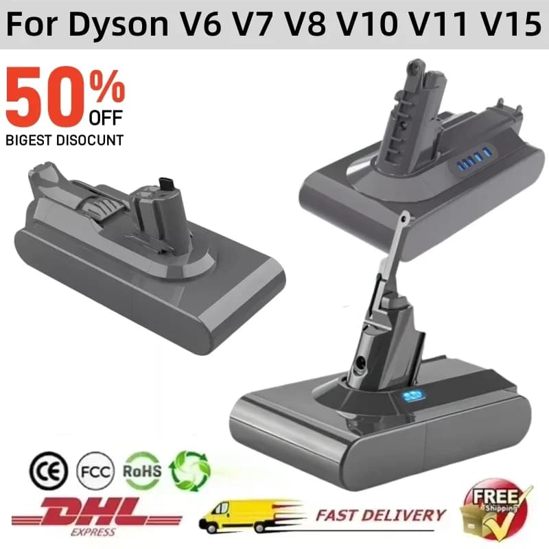 Batteria ricaricabile per aspirapolvere per Dyson V6 V7 V8 V10 V11 V12 V15 Tipo-A Tipo-B Serie SV07 SV09 SV10 DC62 Batteria soffice