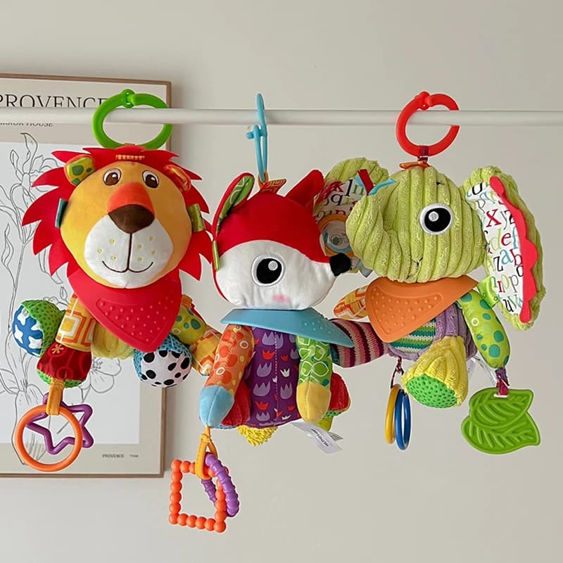 Morbido leone volpe elefante animale campanelli sonagli peluche neonato sviluppo maniglia giocattoli con massaggiagengive giocattolo per bambini per regalo neonato