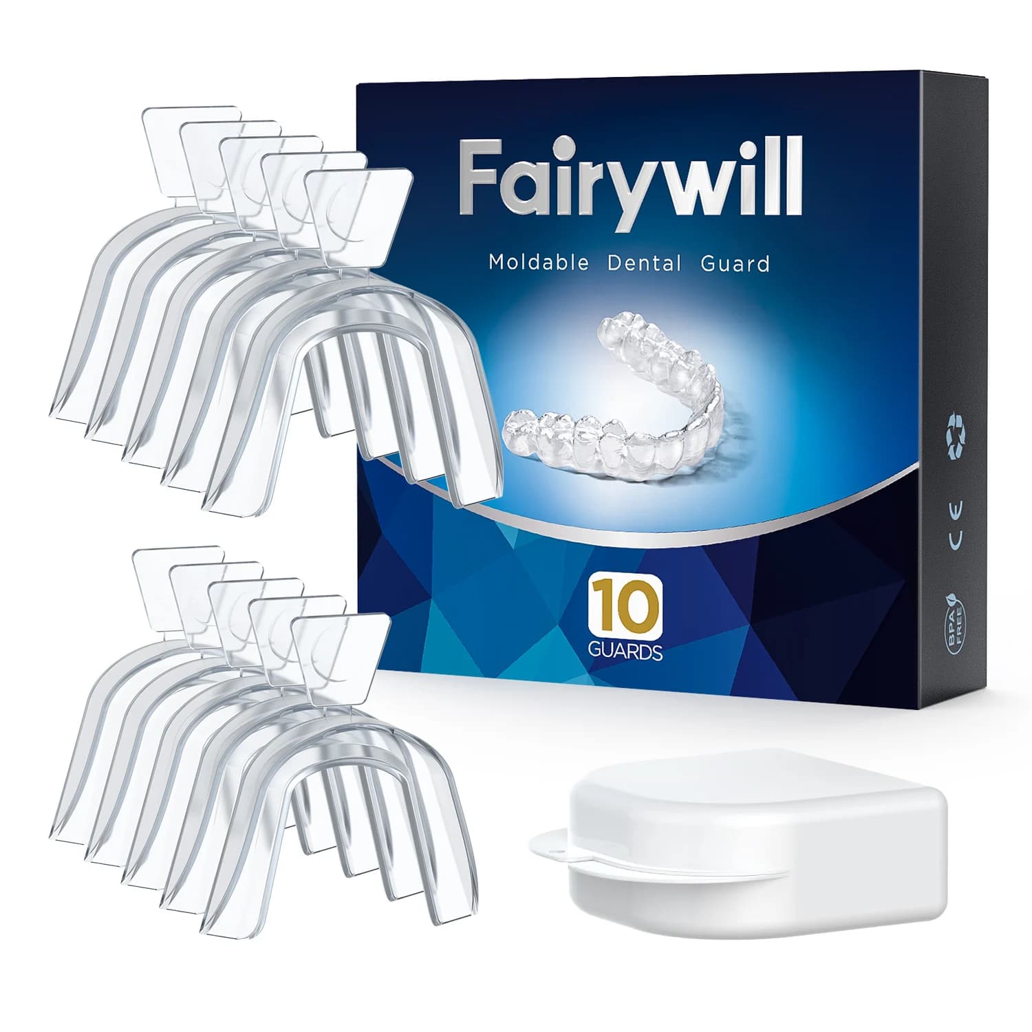 Fairywill pendants to grind teeth, night protection, protection to prevent bruxism, tooth whitening trays, professional dental protection for moldab