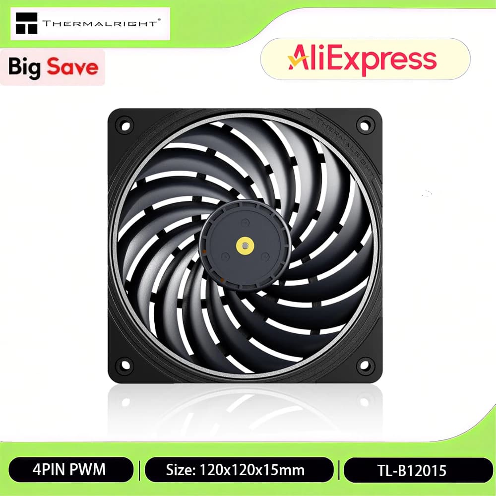 Thermalright TL-B12015 Ventola per case del computer, ventole da 120 mm, design di riduzione del rumore/15 pale della ventola/protezione di sicurezza gratuita/confezione regalo