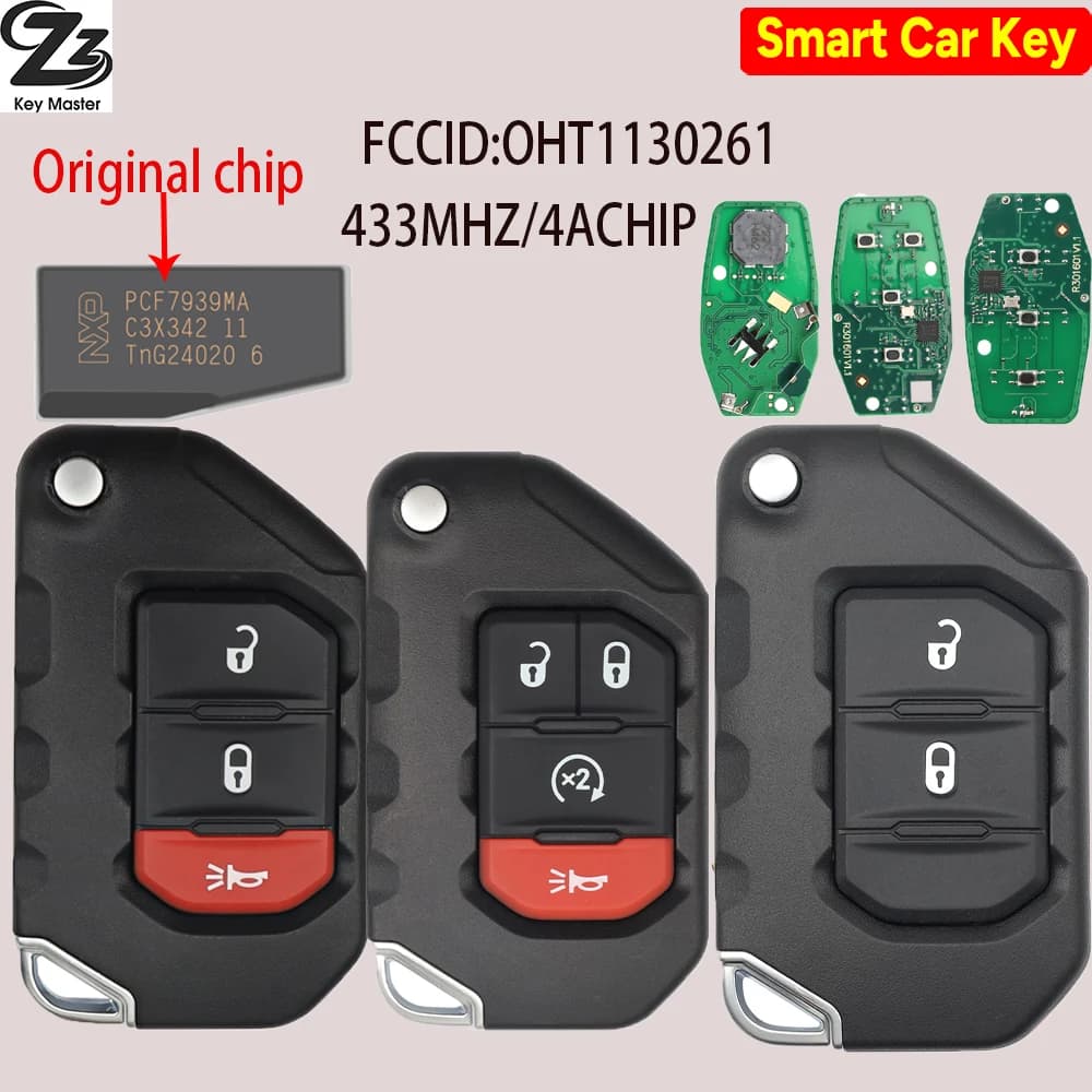 Zz 4A Chip 433MHZ OHT1130261 PN:68416784AA Chiave a distanza per auto senza chiave per Jeep Gladiator Wrangler 2018-2021 68416784AA