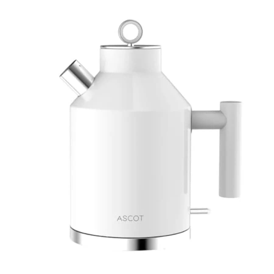 Bollitore Elettrico in Acciaio Inossidabile Senza Plastica, 1.5L 1500W, Stile Retrò, con Spegnimento Automatico e Funzione Boil-Off