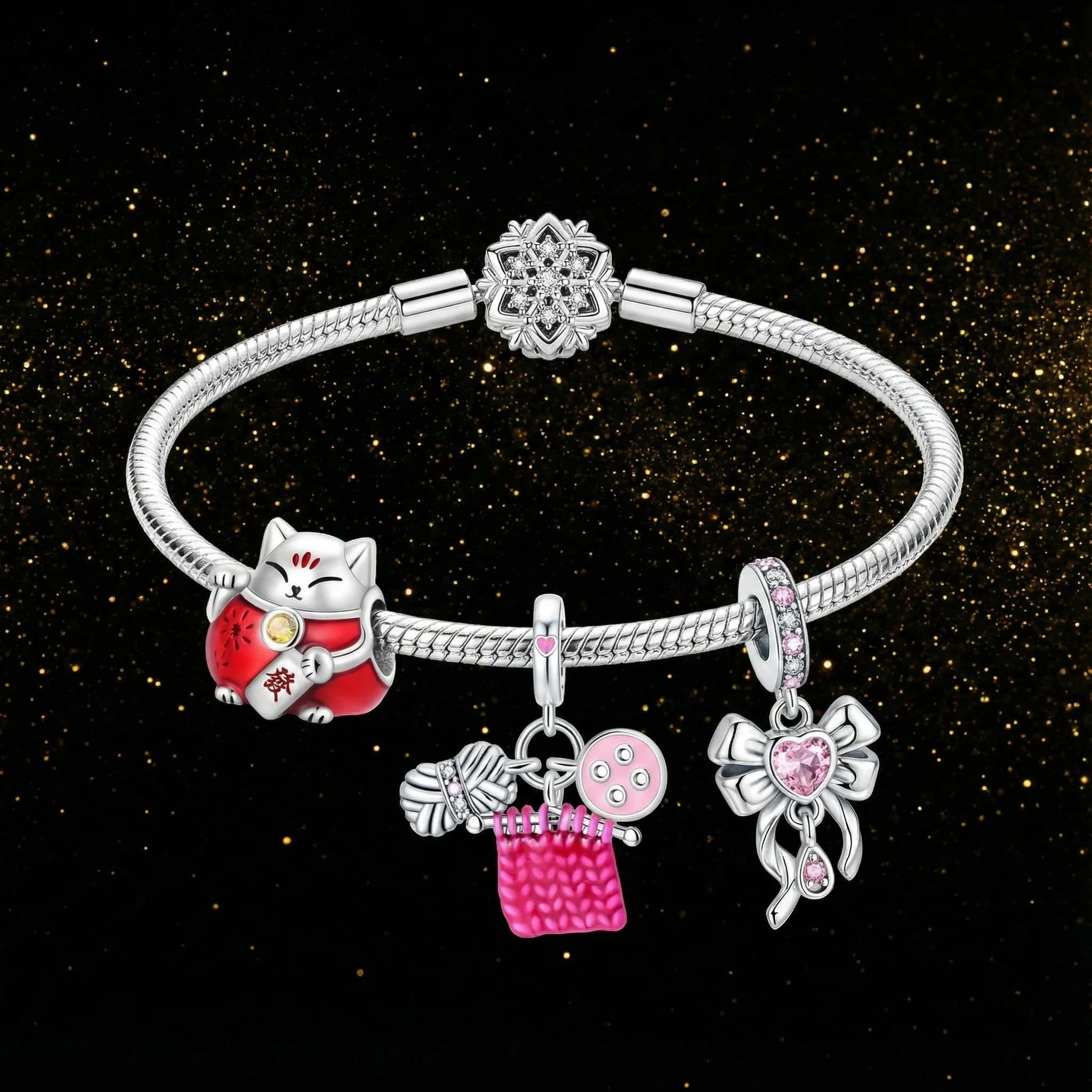 Pendant with heart-shaped charm of 925 sterling silver with cubic zircons, suitable for bracelets and DIY necklaces, gift for her, silver bristle.