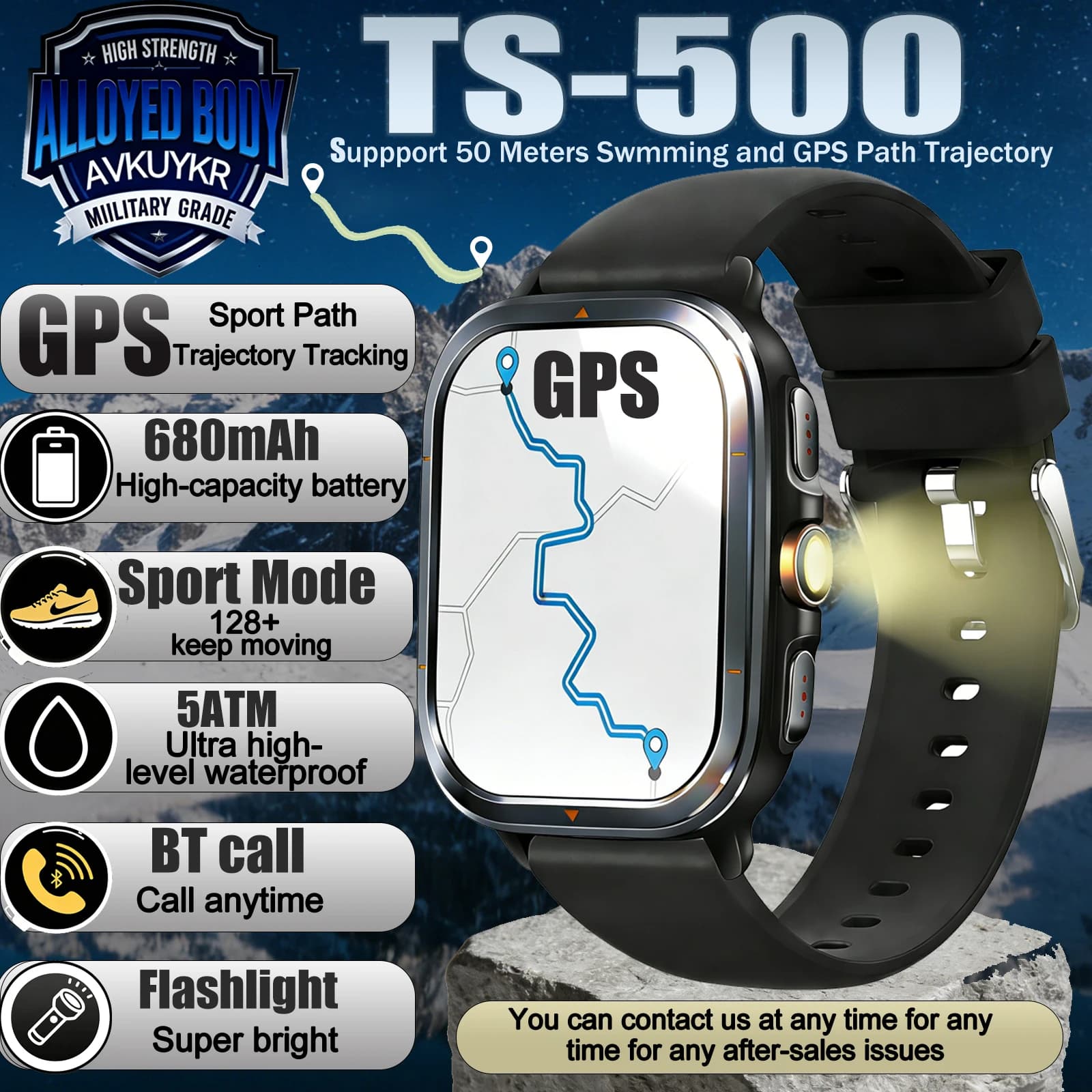 2025 Military Smartwatch for Men GPS Integrated Maps Offline Flashlight Headset Heart Rate Call BT 1ATM Waterproof Smart Watch