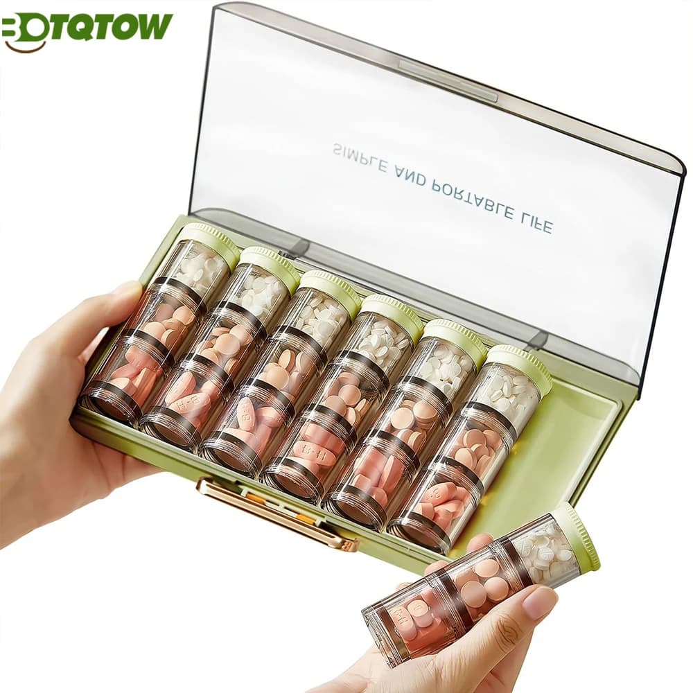 Organizzatore di pillole 1 pezzo, 3 volte al giorno, contenitore portapillole giornaliero con 21 scomparti, grande custodia settimanale per medicinali 7 giorni, per vitamine