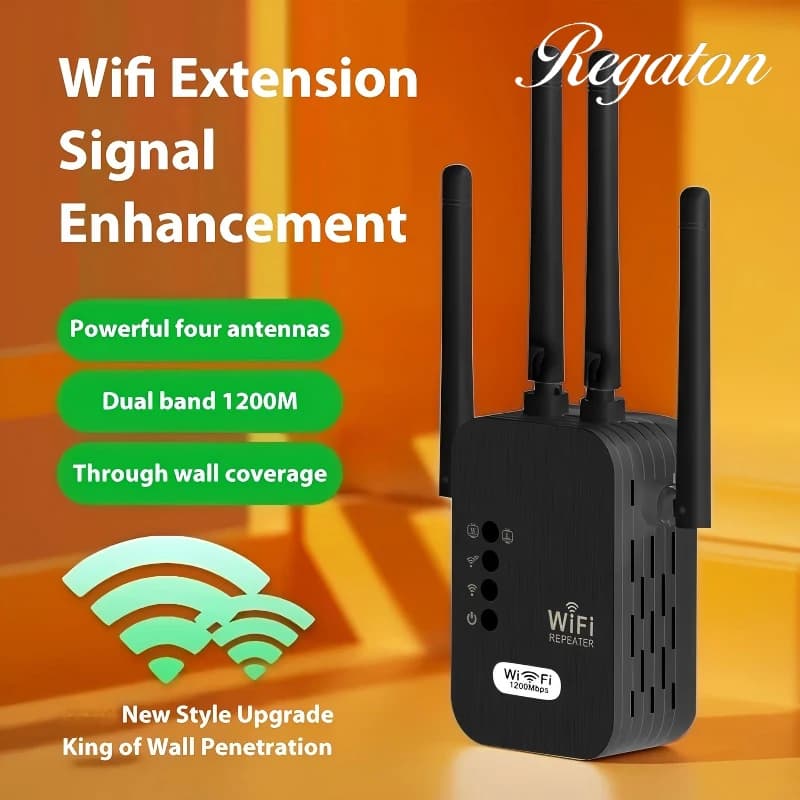 Ripetitore WiFi 1200Mbps, Estensore Wireless, Amplificatore di Segnale WiFi Dual-band 5G 2.4G, Router WiFi a Lungo Raggio per Casa