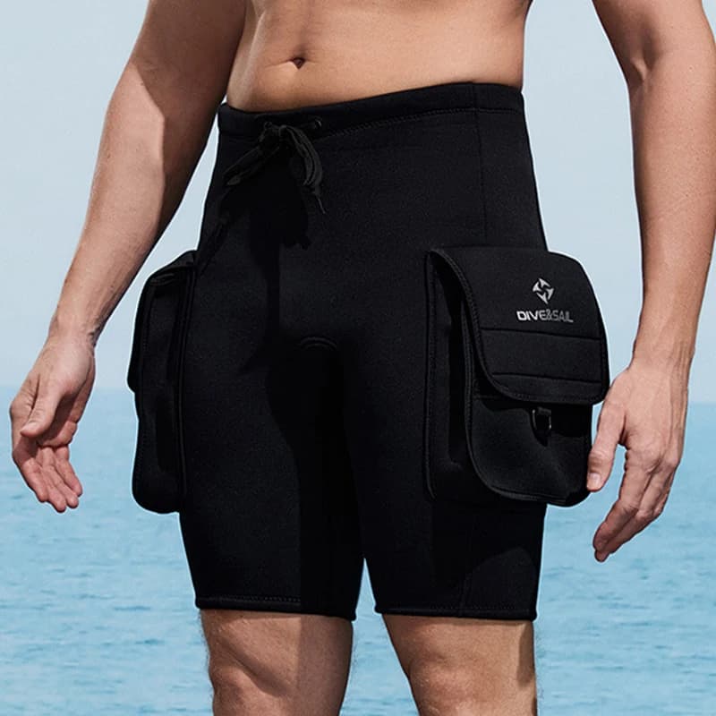 Pantaloni da Immersione 3MM con Doppie Tasche, Tecnologia Resistente al Freddo, Pantaloncini Caldi per Immersioni, Rafting, Nuoto, Snorkeling, Surf
