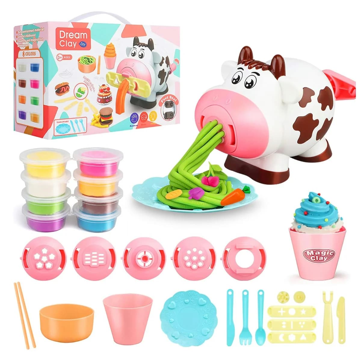 Set da 28 Pezzi per Creazioni in Pasta e Gelato per Bambini, Kit Gioco per Compleanni, Festività e Regali Creativi