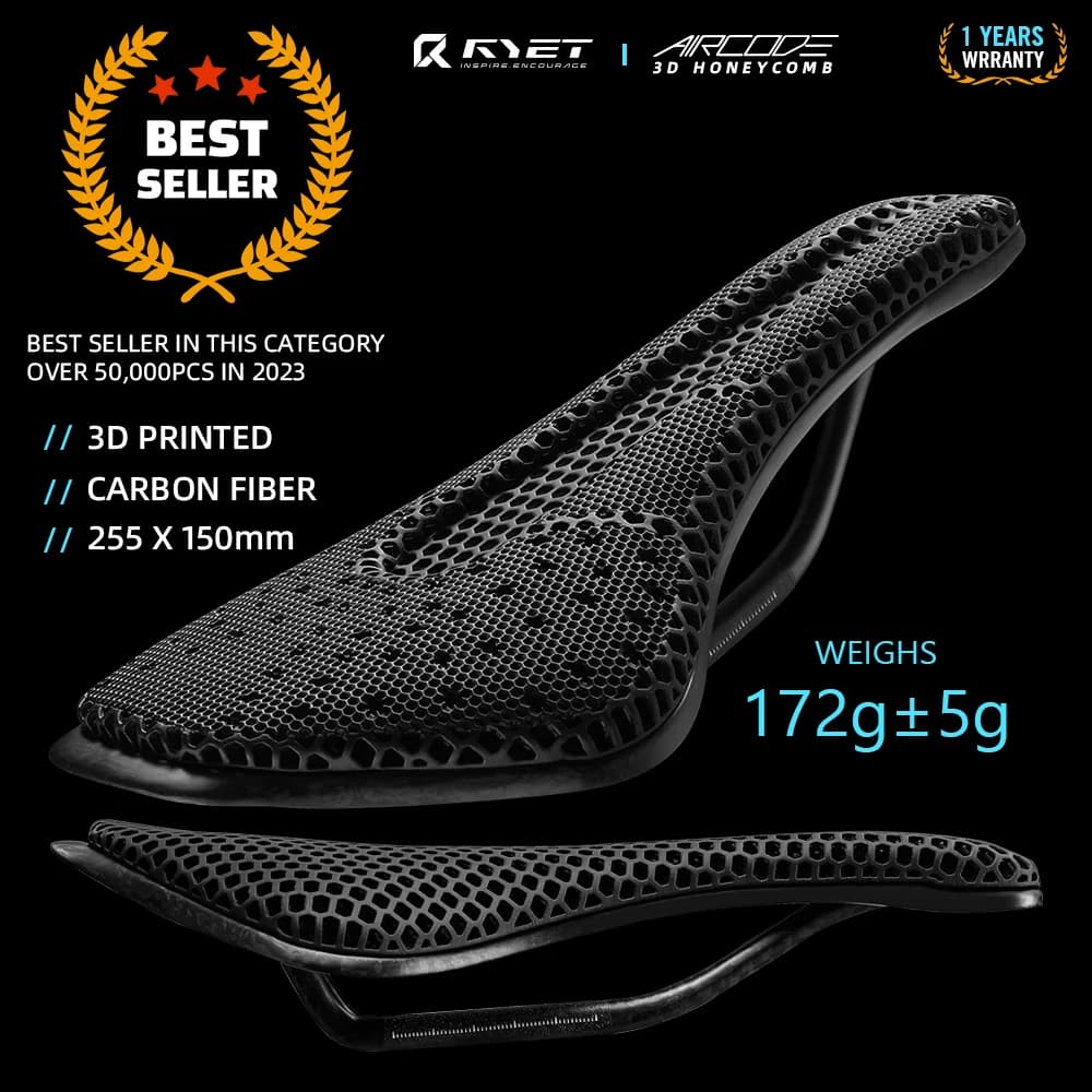 RYET 3D Printed Carbon Saddle Ultralight Cava Comfortable and breathable MTB Road Racing Bike Cycling Seat Bicycle Accessories