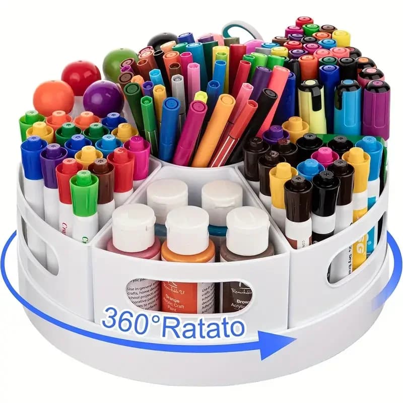 360 ° Organizzatore da scrivania rotante con 7 contenitori rimovibili Portapenne multiplo Accessori per uffici Cancelleria Matita Ufficio Scuola