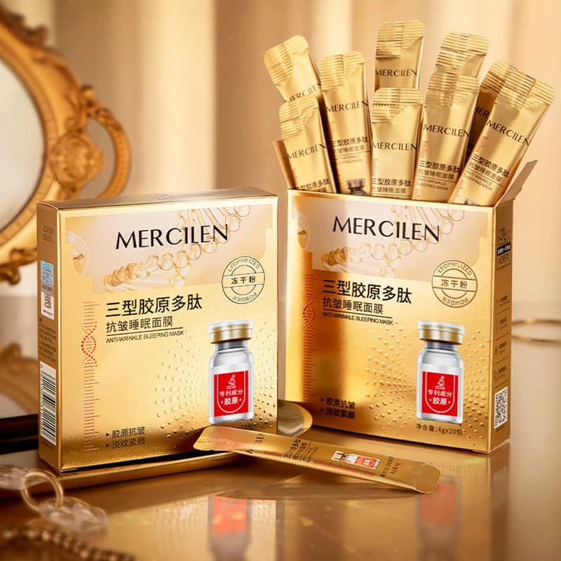 20 pcs Mercilen Collagen Polypeptide Anti Rugs Sleeping Masks for Face Hydrating Anti-aging Mask Skin Care