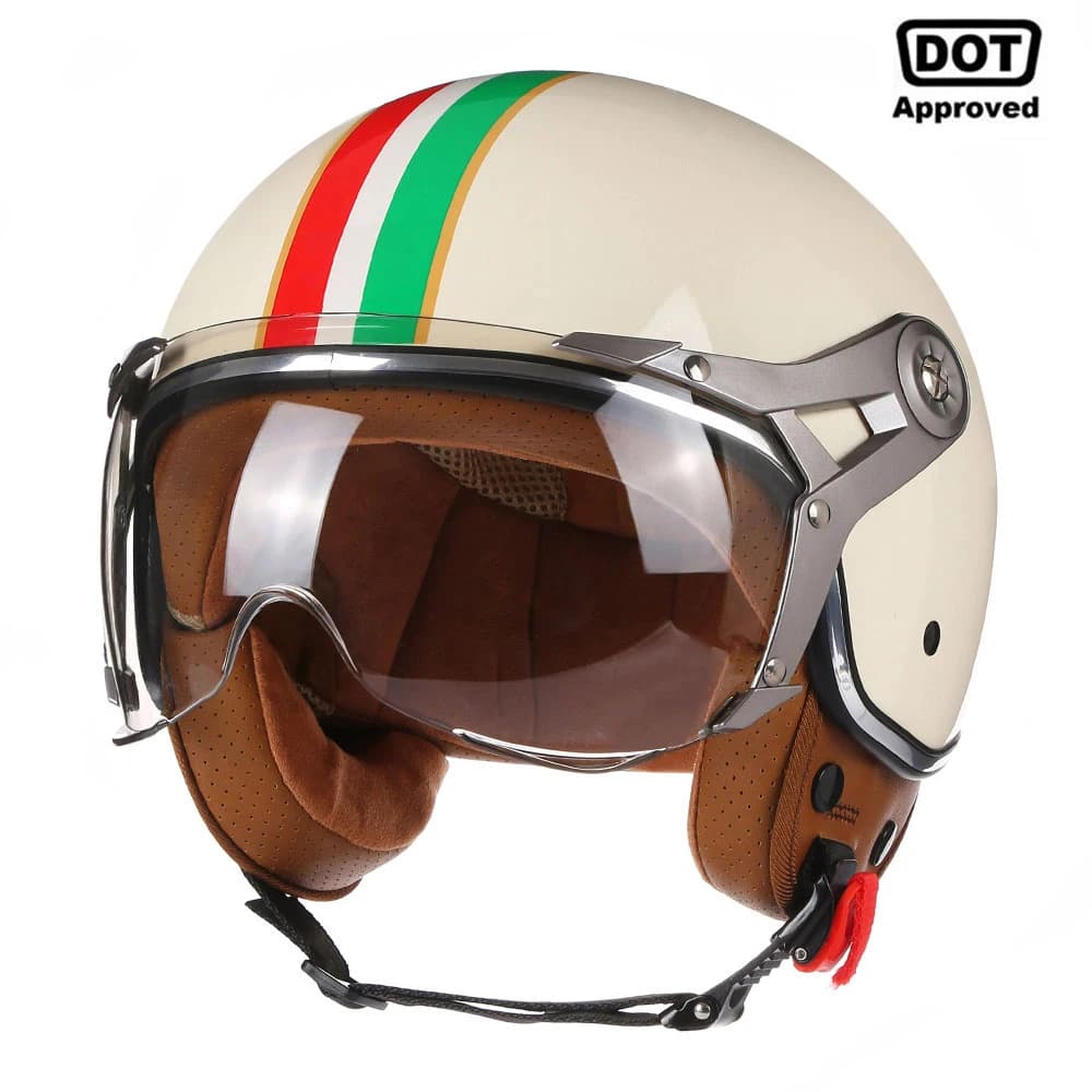 Open Face Retro Motorcycle Helmets 3/4 Vintage Motorcycle Helmets Chopper Capacete De Moto Bike Cascos Scooter with Man Woman DOT