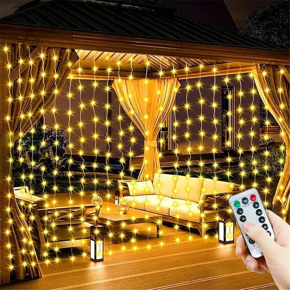 Luci a Tenda LED 3/6M, Decorazione Fatata USB, Lampada Ghirlanda per Festività, 8 Modalità per Casa, Giardino, Matrimonio, San Valentino