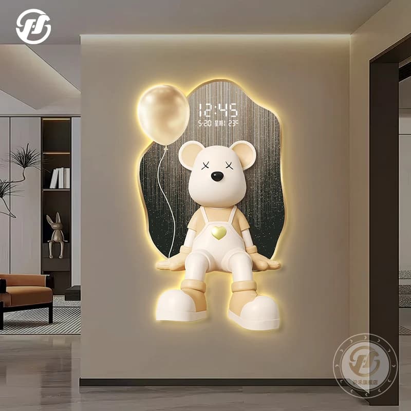 Style cream art carving decoration painting brand fashionable bear violent entrance digital watch bright light painting