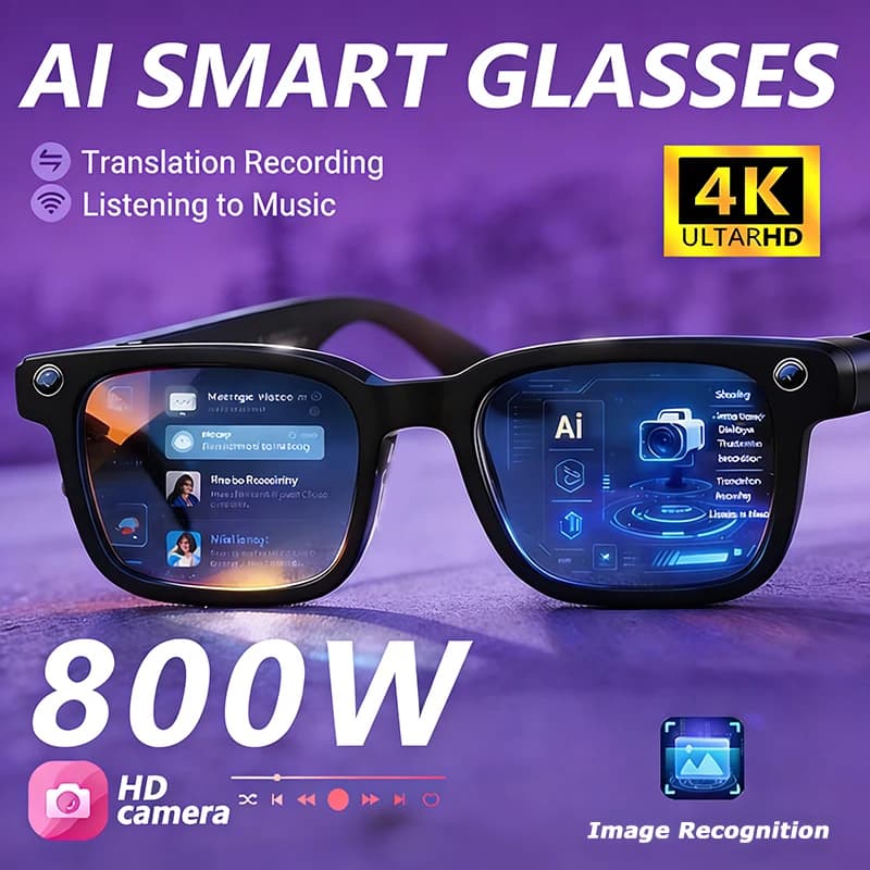 4KHD Smart Glasses with Camera 800MP, Multifunction Camera, Bluetooth Calls, Photos, Videos, Music, Translation - News 2026