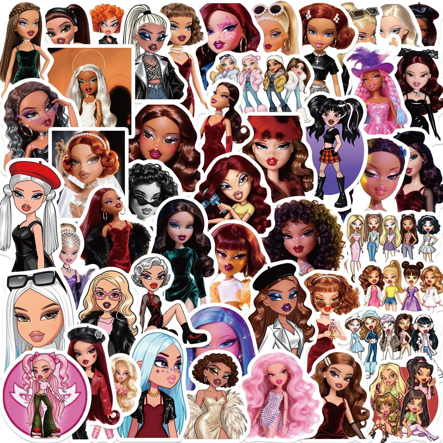 50/100 Pezzi Adesivi Impermeabili Cartoon Bratz per Telefono, Notebook, Laptop, Chitarra, Regalo Fai-da-Te