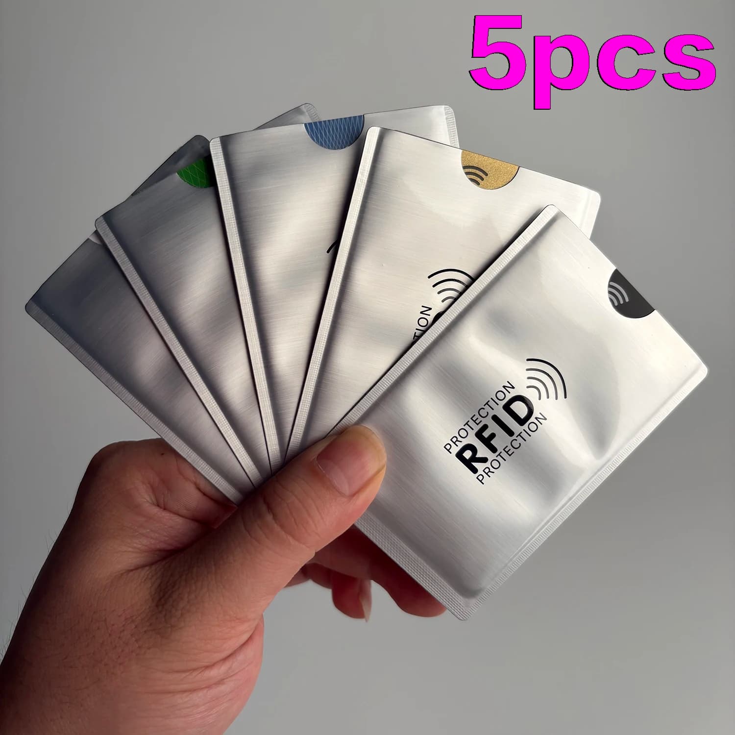 Confezione da 5 custodie per carte con blocco RFID con motivi geometrici, protezioni antifurto per carte, porta carte con blocco antimagnetico NFC, protezioni antifurto per carte bancarie, carte d'identità e carte per il trasporto pubblico, unisex, leggere, portatili e resistenti, custodie per carte anti-degaussing per viaggi e pendolarismo