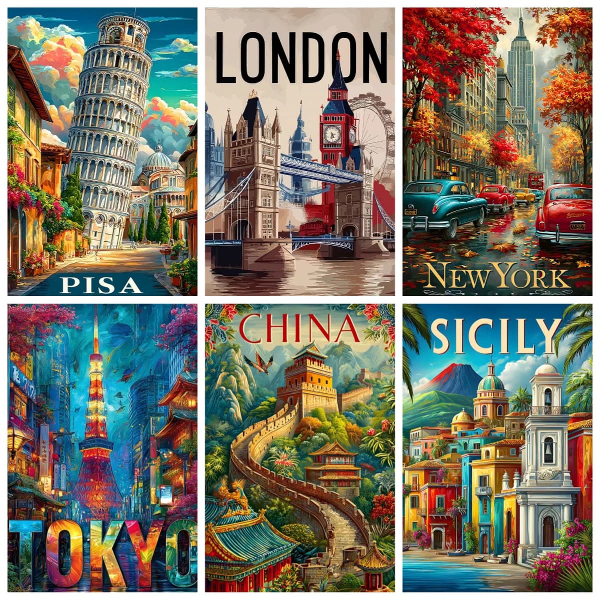 1000 Pezzi Puzzle per Adulti, Bellissimi Puzzle di Paesaggi Urbani Famosi, Giochi Educativi, Puzzle Colorati, Regali, Decorazioni per la Casa