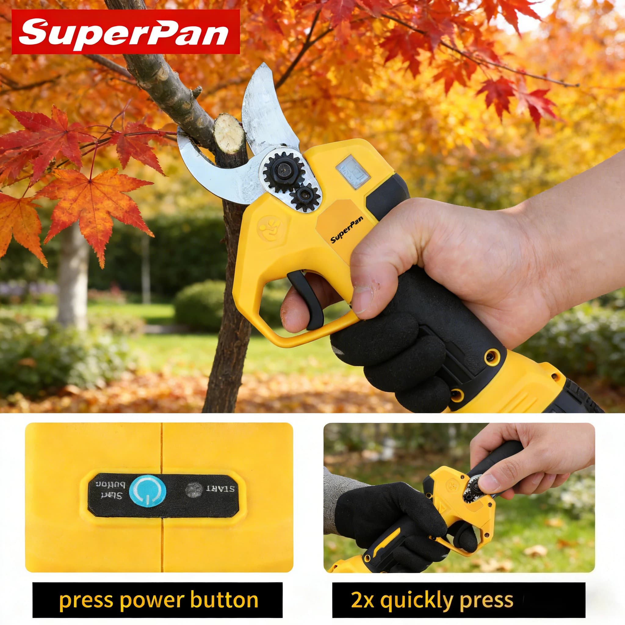 Electric Scissors SuperPan Portals, Battery Power Efficient for Cutting Fruit Trees, Compatible with DeWalt Battery 20V