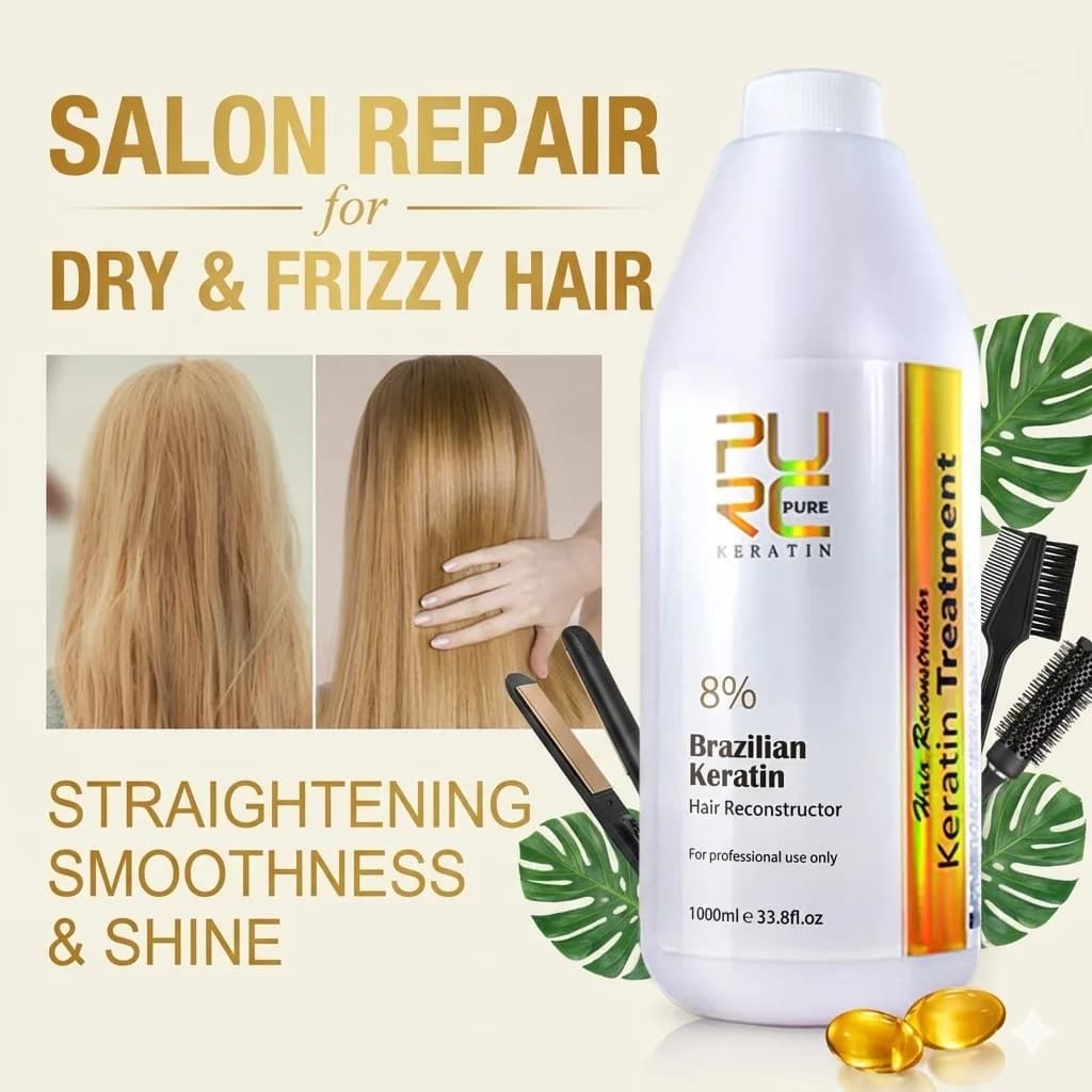 Smooth treatment and PURC hair repairer 12% Brazilian keratin 1000ml, Hydrating, Setoso, Anti-Crespo, for Double Tips, Professional Care