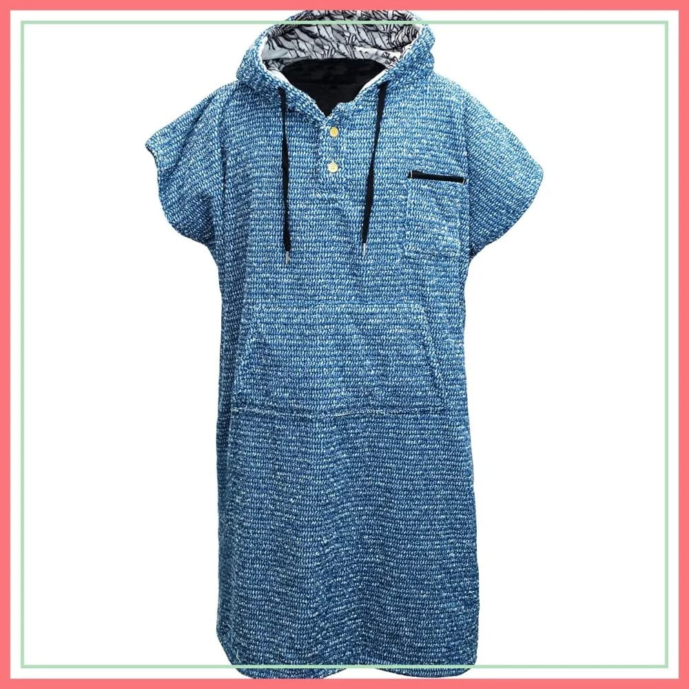 Accappatoio con Cappuccio per Adulti - Nero Carbone/Blu Indaco; Salva la Vita di una Tartaruga Marina