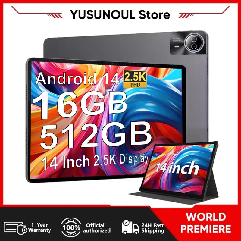 Last 14 inch Tablet Pc with large screen Android Tablet 14 16 + 512 GB Phone call BT 5G WiFi Pad for educational/ music/kitchen
