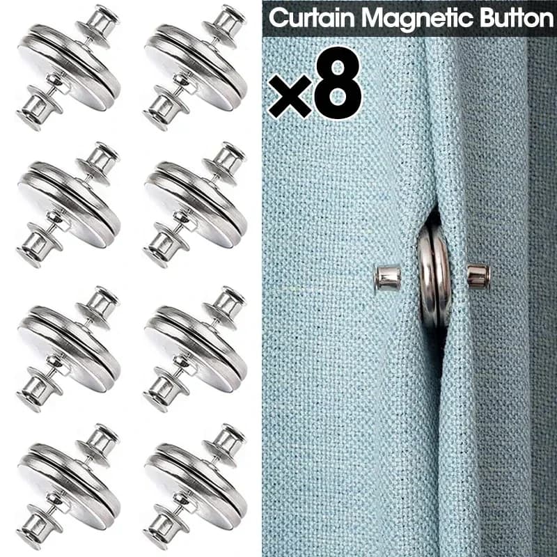 4/8 magnetic buttons for curtains, detachable clip for curtains, prevent infiltration of light and allow adjustment of curtains.