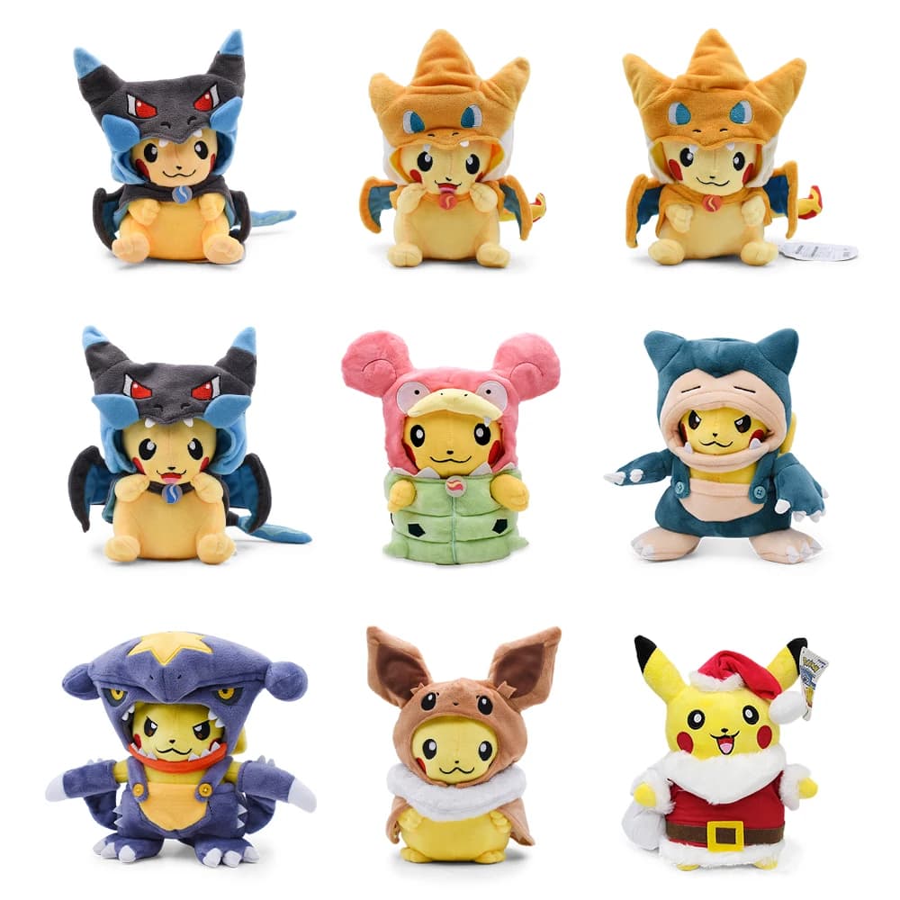 Cos Eevee Pikachu Cosplay Peluche Pikachu Peluche Lucario bambola di Peluche regalo da collezione, cartone animato 20-30CM