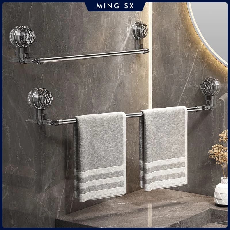Portasciugamani da parete con ventosa da 50-100 cm, senza foratura, portasciugamani retrattile a stelo singolo, portaoggetti autoadesivo, cucina, bagno