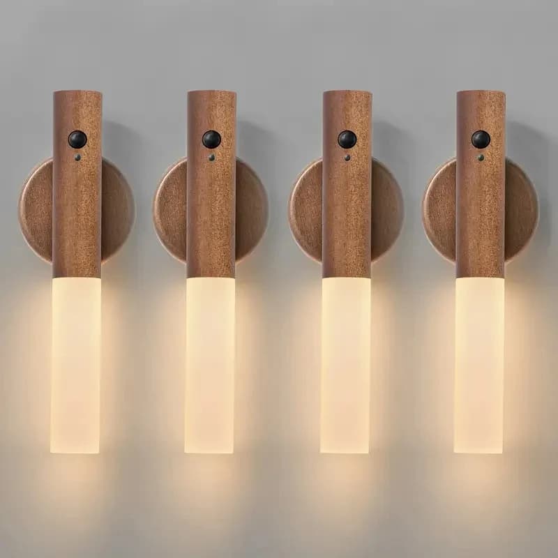 LED Rechargeable Magnetic Wall Lamp Smart Motion Sensor Night Light Portable for Hallway Bedroom Stairs Bathroom Cabinets Decor