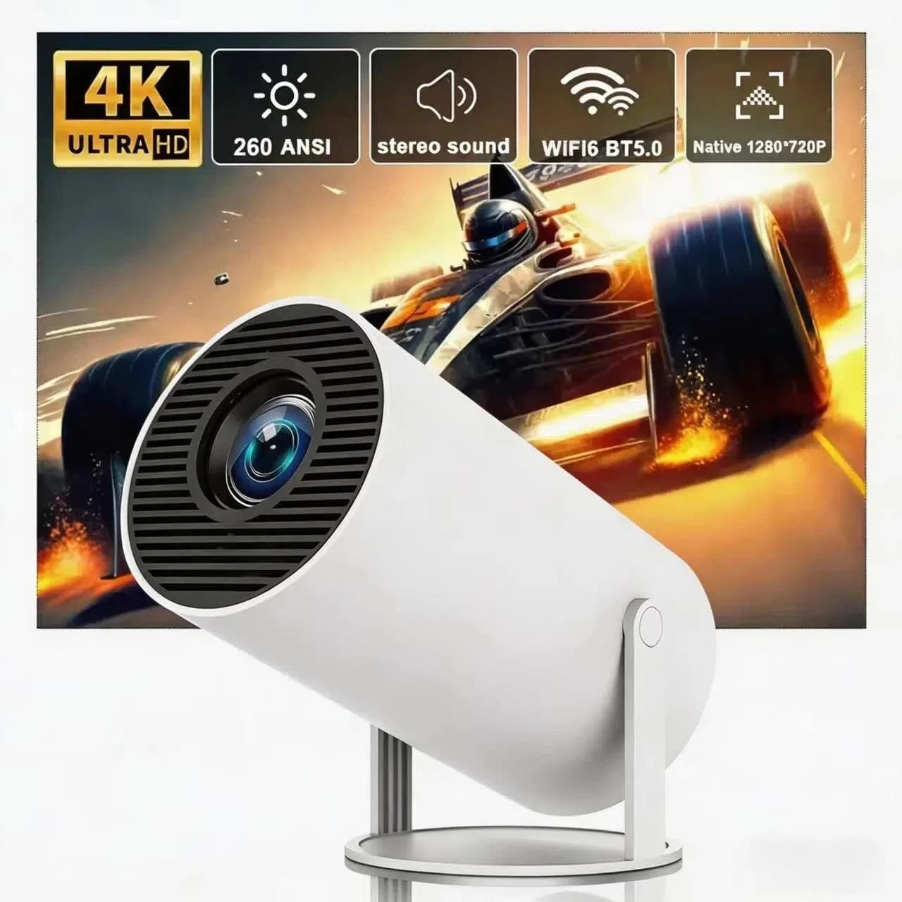 Proiettore FOCABO HY300 Pro 4K Android 11 Dual Wifi6 260ANSI Allwinner H713 BT5.0 1080P 1280*720P per Home Cinema e Uso Esterno
