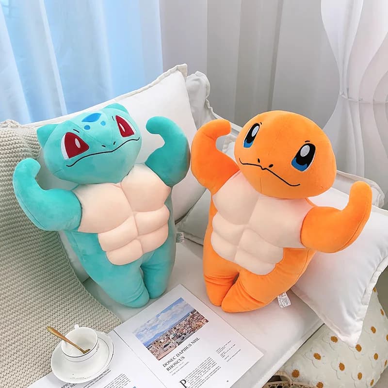 45-65 cm Forte Muscolo Pokémon Giocattoli di Peluche Anime Bulbasaur Charmander Bambola Gigante Pokemon Farcito Peluche Cuscino Regali per I Bambini